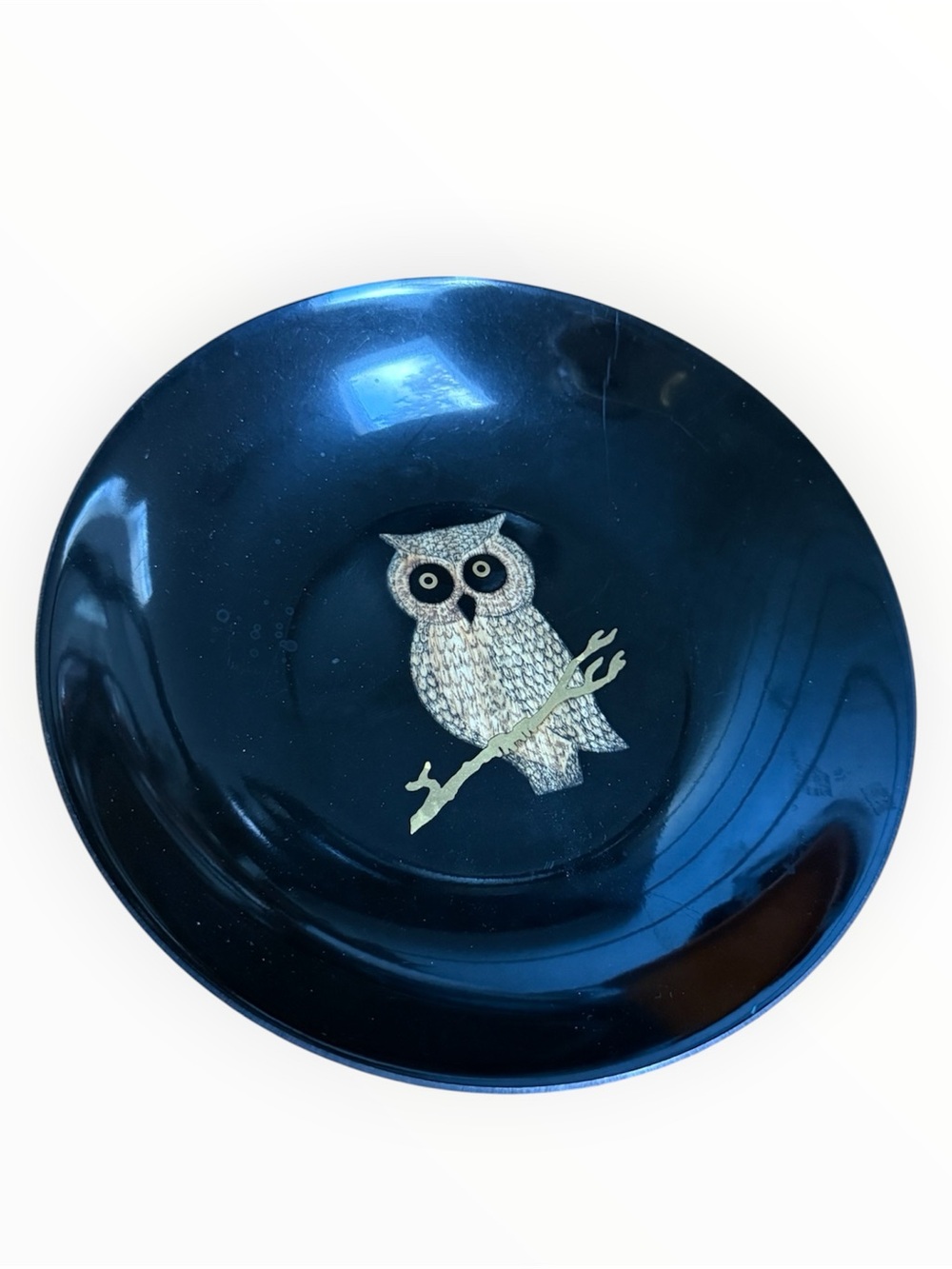 vintage Mid-Century Modern Couroc of Monterey owl bowl plate